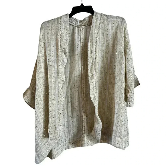 Soft Surroundings Soft Gold Glamour Topper Open Front Cream Cardigan Size 1X - Picture 1 of 7